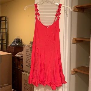 Coral Corset-Backed Dress